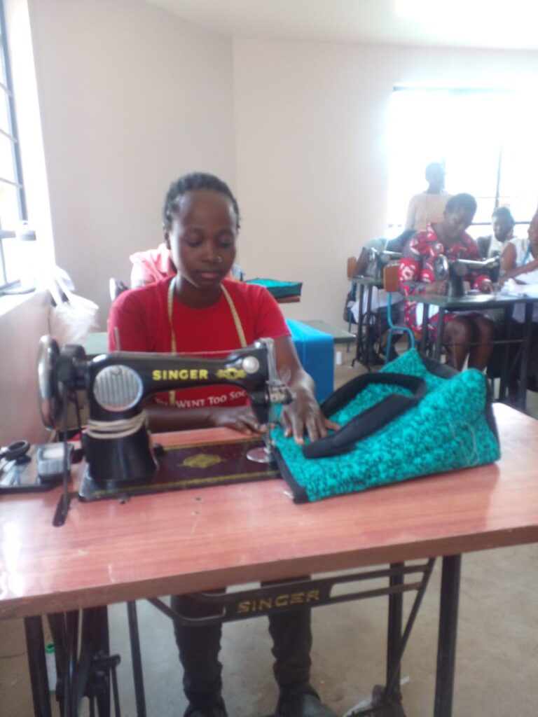 Elizabeth Aidi during the sewing class